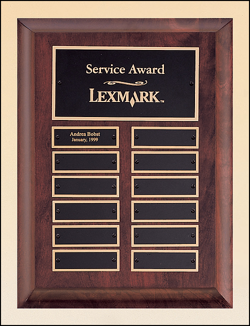 Cherry Finish Wood 12 Plate Perpetual Plaque With Furniture Cherry Finish Wood 12 Plate Perpetual Plaque With Furniture