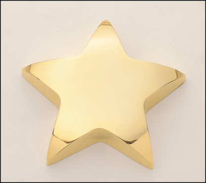 Desk Accessories Gold finished metal star paperweight.