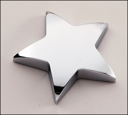 Desk Accessories Chrome finished metal star paperweight.