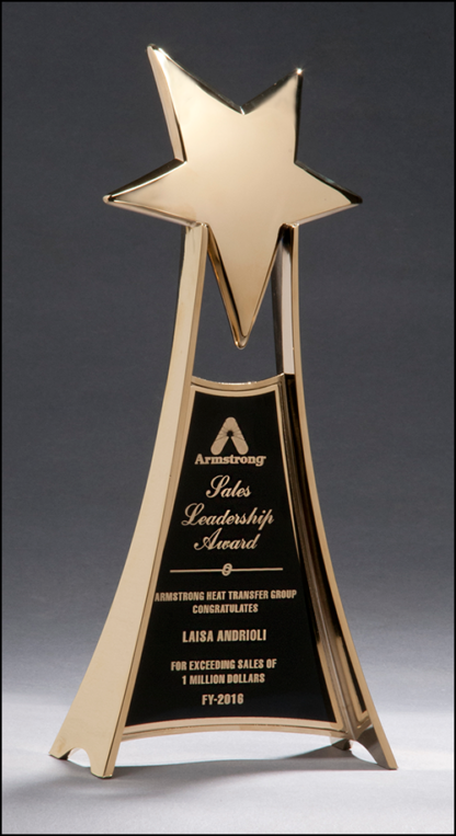 Specialty Trophy Line Large and impressive metal star trophy in gold finish