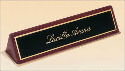 Desk Accessories Rosewood stained piano finish nameplate.