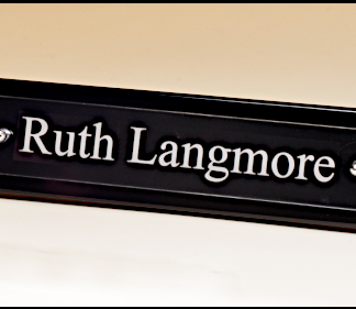Desk Accessories Black Piano-Finish Nameplates with Acrylic Engraving Plate and Two Silver Posts
