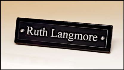 Desk Accessories Black Piano-Finish Nameplates with Acrylic Engraving Plate and Two Silver Posts
