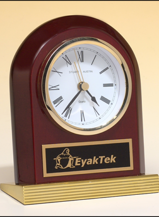 Desk Clocks Rosewood piano-finish clock with gold metal base