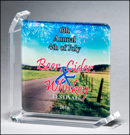 Sublimatable glass award with acrylic stand