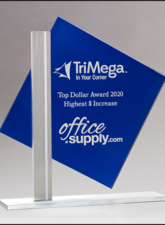 Diamond Series Blue Silk Screened Glass with Brushed Aluminum Post and Base