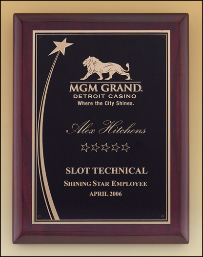 Piano Finish Plaques Rosewood stained piano-finish board, shooting star accent engraving plate