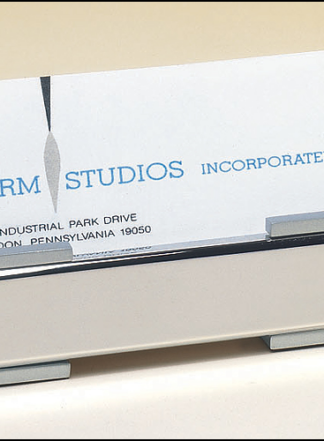 Polished silver business card holder with matte silver accents.