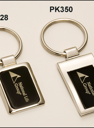 Chrome plated key ring with black aluminum engraving plate
