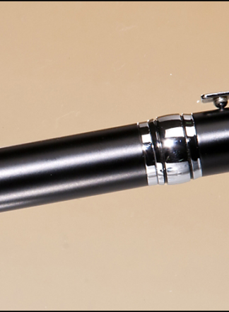Chrome plated pen with black accents