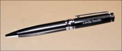 Chrome plated pen with black accents