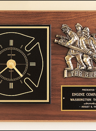 Firematic award with antique bronze finish casting and clock.
