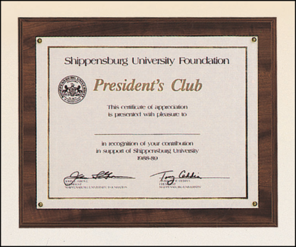 Photo or Certificate plaque.