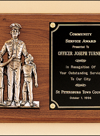 Plaques with Metal Accessories Police award with antique bronze finish casting.