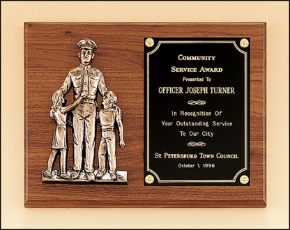 Plaques with Metal Accessories Police award with antique bronze finish casting.