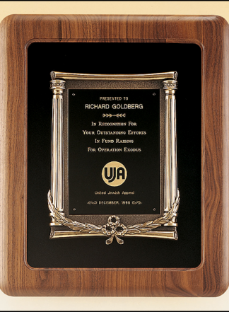 Plaques with Metal Accessories Laser engravable plate(s). Solid brass engraving plate(s). Individually boxed.