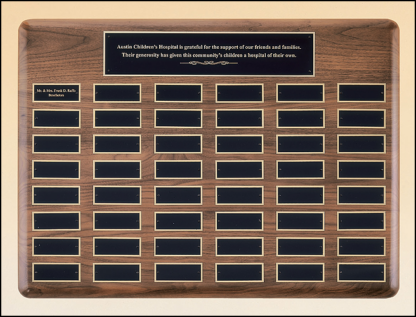 Perpetual/Annual Plaques Solid American walnut Airflyte perpetual plaque with extra large plates.
